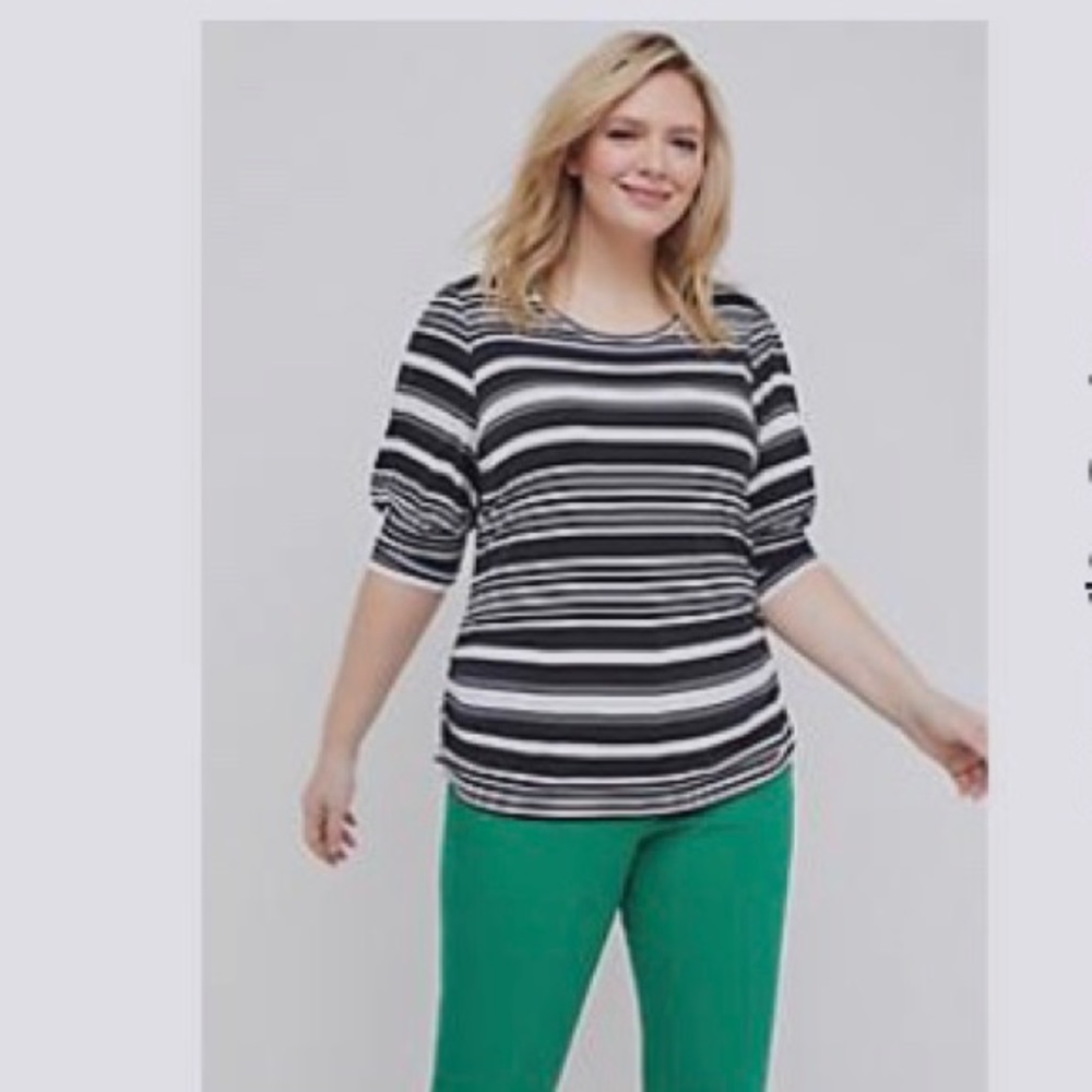 Ruched Blouson-Sleeve Top